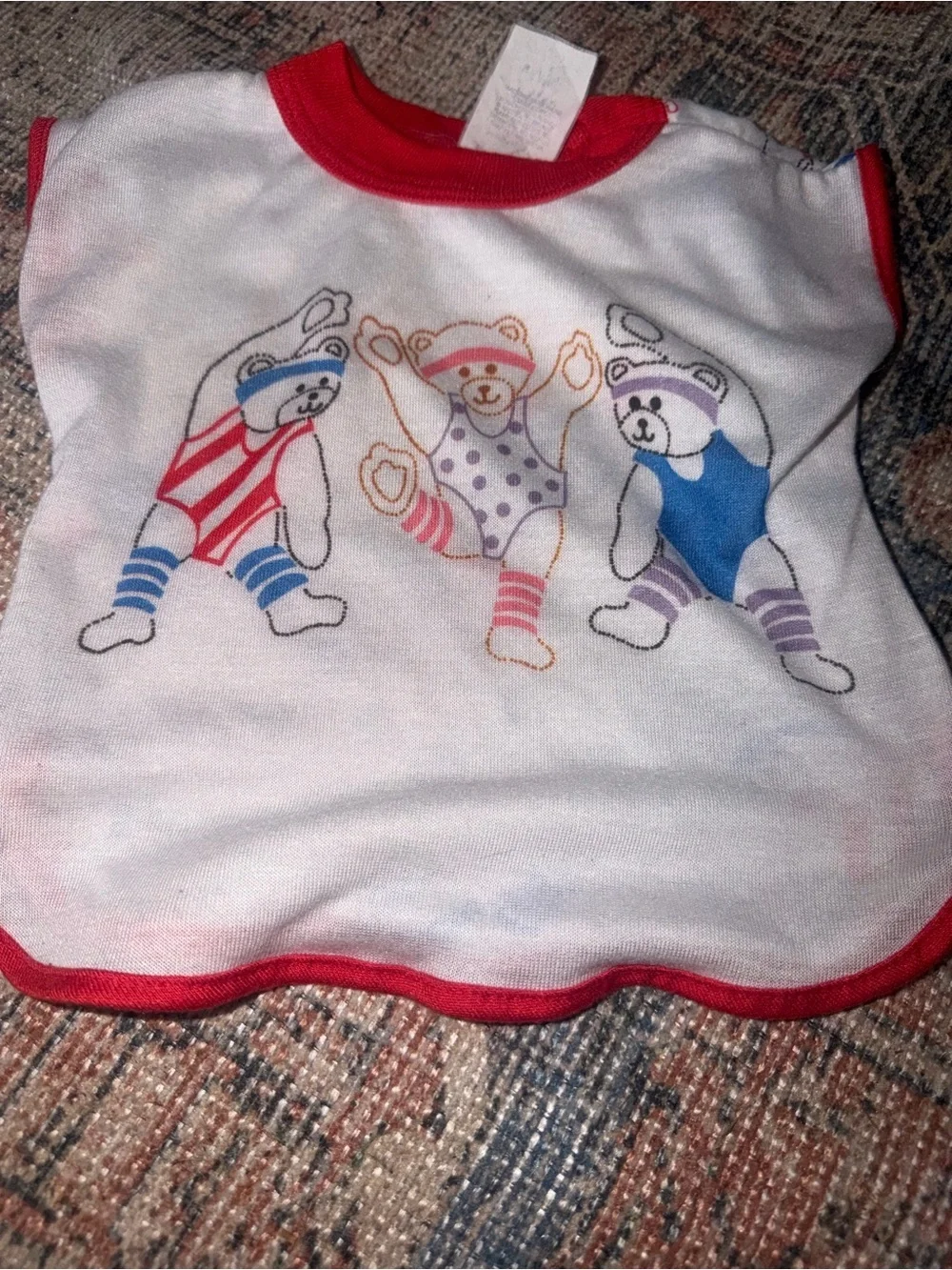 Work Out Bears Red Bates Jama Toy Doll Nightgown Dress 1980s Toy Doll Size